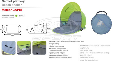 Parawan plażowy namiot samorozkładający CARPI 80042 Meteor 