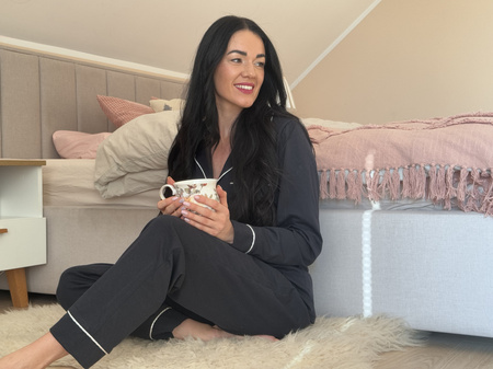 Piżama damska długa HEYO HPD06 guziki