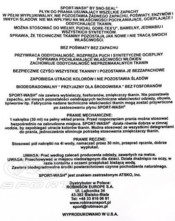 Specjalistyczny płyn do prania odzieży sportowej Sport Wash 1000 ml Atsko