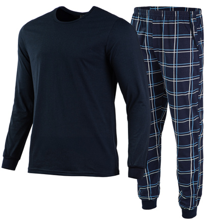 Piżama męska długa HEYO HPM014 granatowa